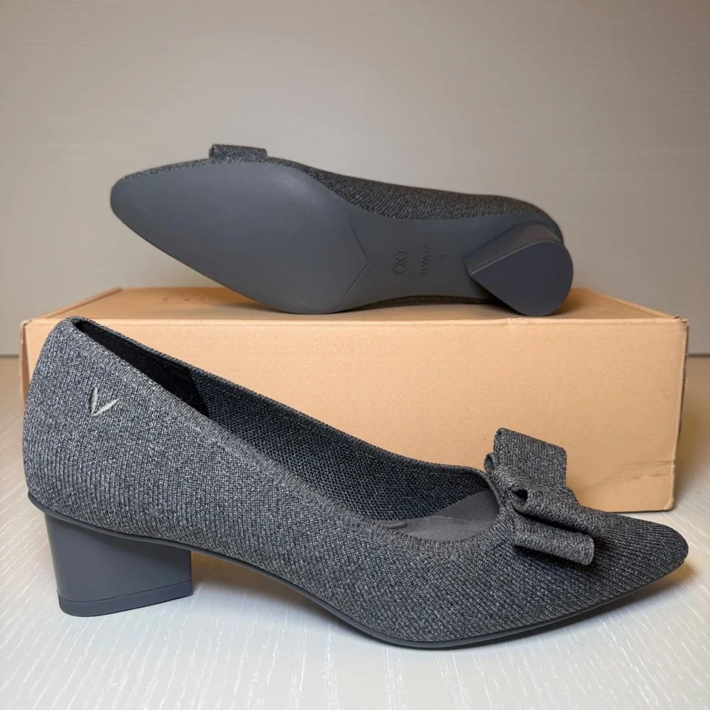 VIVAIA Titli Pointed-Toe Bow Heels | NWT - EU 38 / US 7–7.5 +‎ FREE Slippers